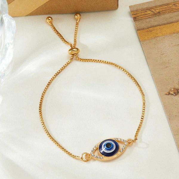 

selling turkey evil devil eye bracelet hollow diamond pull, Golden;silver