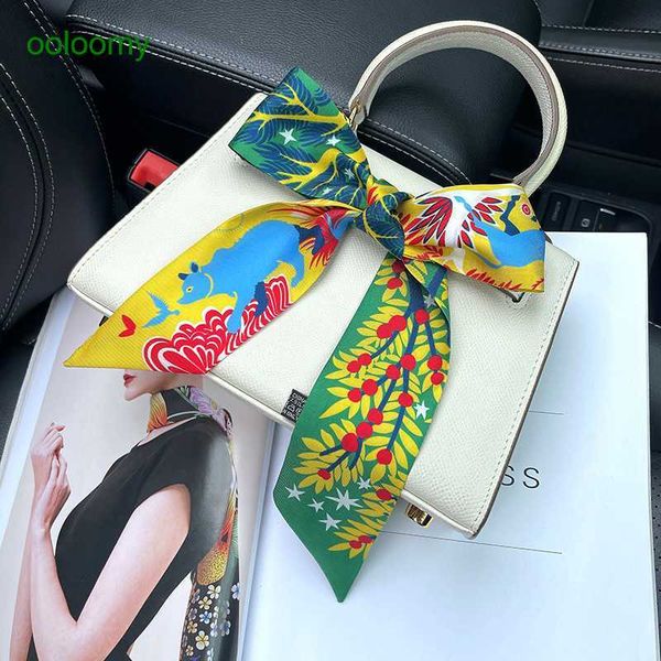 

hemres designer cravat new ribbon silk twill diagonal scarf mulberry headband handle double layer handbag mdob, Black;purple