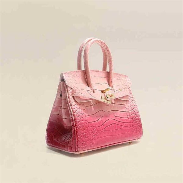 

handbag designer style 2023 color matching inlaid hardware crocodile temperament portable