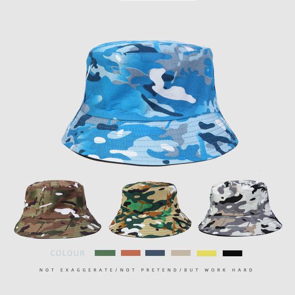 

wide brim hats 2022 new camouflage fisherman hats men and women outdoor riding fishing sunshade sun cap fashion bucket hat women aa230508, Blue;gray