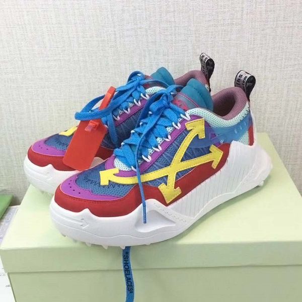 

19fw ow men women sneaker calfskin trainers casual shoes flat outdoor retro sneaker arrow odsy-1000 casual sneakers 01, Black