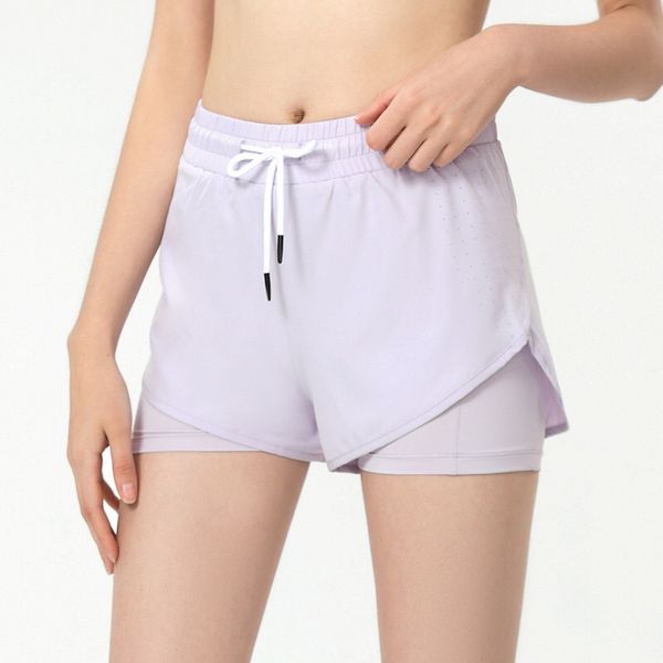 

women's yoga fake two piece inside pocket shorts yoga short pants exercise fitness wear girls running elastic pants sportswear solid co