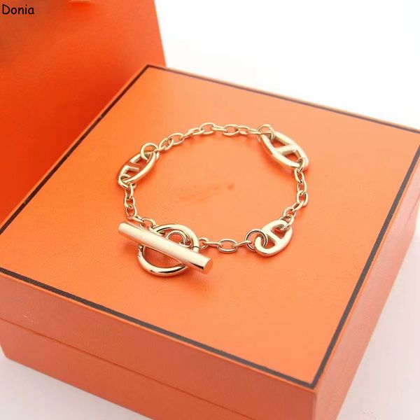 

donia luxury bangle exaggerated pig nose smooth titanium steel european and american fashion designer bracelet, Black