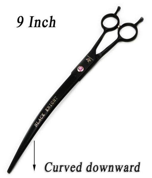 

9 inch hairdressing scissors professional pet grooming curved downward salon barber hair shears for dogs and animal 2203178217880