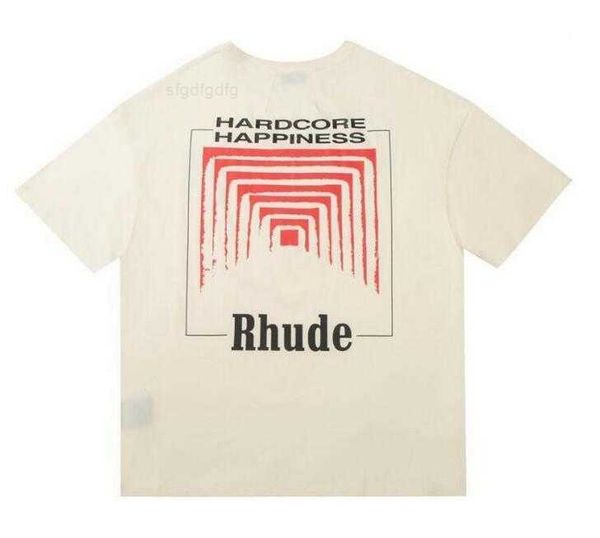 

7i9a america tide brand rhude printed t shirt men women washed do old round neck treetwear t shirts spring summer high street style quality, White;black