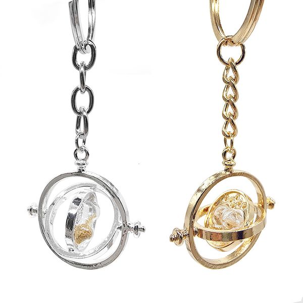 

keychains lanyards hourglass swivel metal pendant creative hourglass sand timer rings chains for men gift boyfriend 230508, Silver
