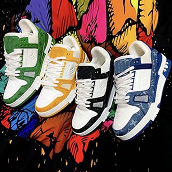 

men designer shoes black trainers flowers shoe popular luxury designers genuine leather chaussures casual sneakers 07