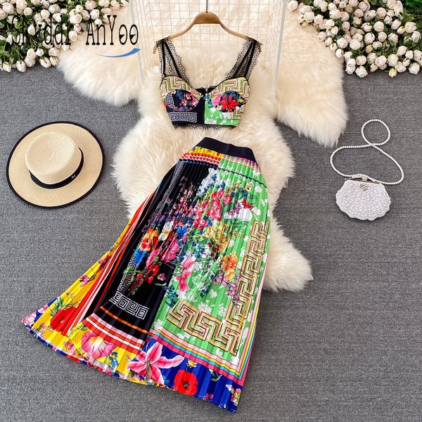 

two piece dress summer boho beach holiday set women skirt suit strapless crop and high waist pleated long outfits 230509, White