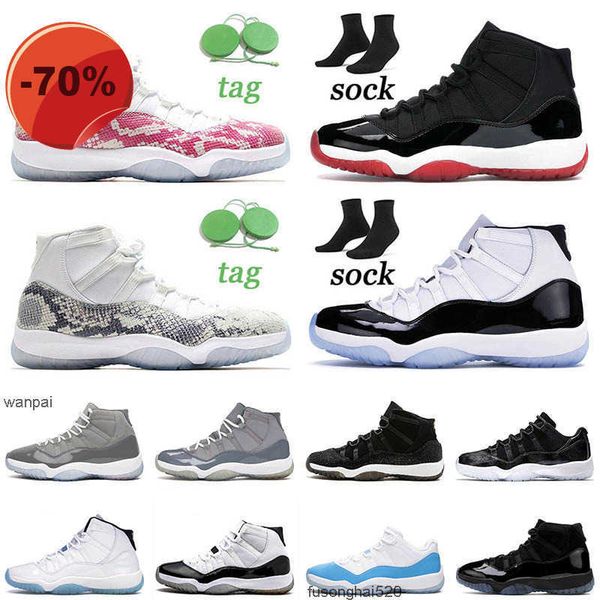 

sandals with box new fashion jumpman basketball shoes 11 11s snakeskin pink bred high university blue cool grey heiress black stingray women