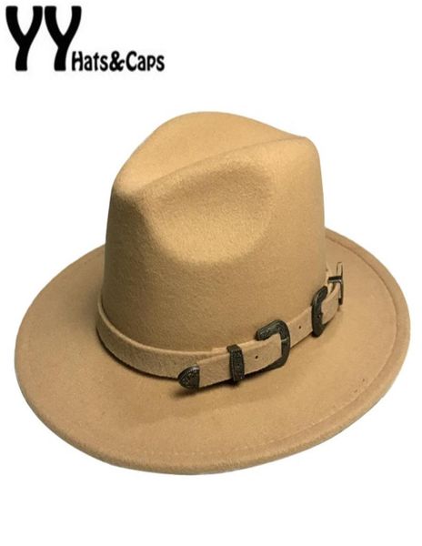 

winter panama hat women elegant felt caps male vintage trilby hat wide brim fedora caps with belt chapeau homme feutre yy180169329047, Blue;gray