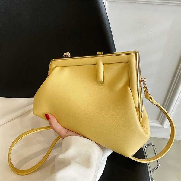 

handbag designer style 2023 fashionable simple style solid color clip buckle single