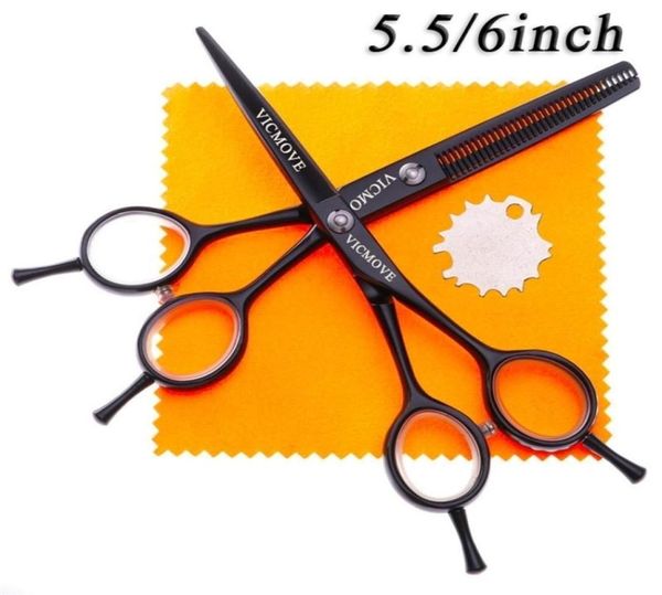 

vicmove 55quot6quot hair scissors professional hairdressing set cuttingthinning salon barber shears silver and black 2202225540621