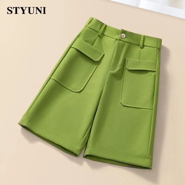 

women's shorts solid casual straight wide-leg korean fashion women's shorts high waist button korean fashion summer spring shorts, White;black