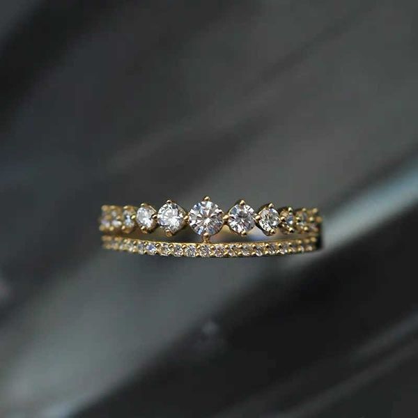 

band rings zhouyang rings for women light luxury delicate double row zircon light gold color finger ring gifts new fashion jewelry kbr278 z0, Silver