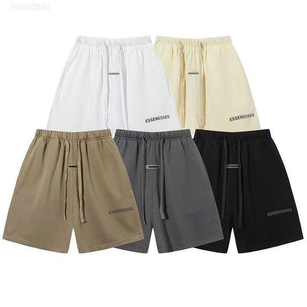 

ess fashion design shorts men's sports loose fit cotton plush, White;black