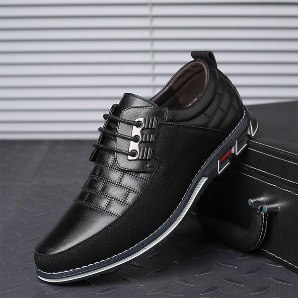 

dress shoes casual leather shoes for men fashion male business shoes office comfort men working shoes man loafers plus size sapato masculino, Black