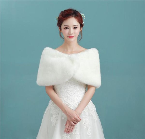 

new arriva sleeveless faux fur wedding wraps without sleeve elegant bridal bolero for wedding party p0345553981, White