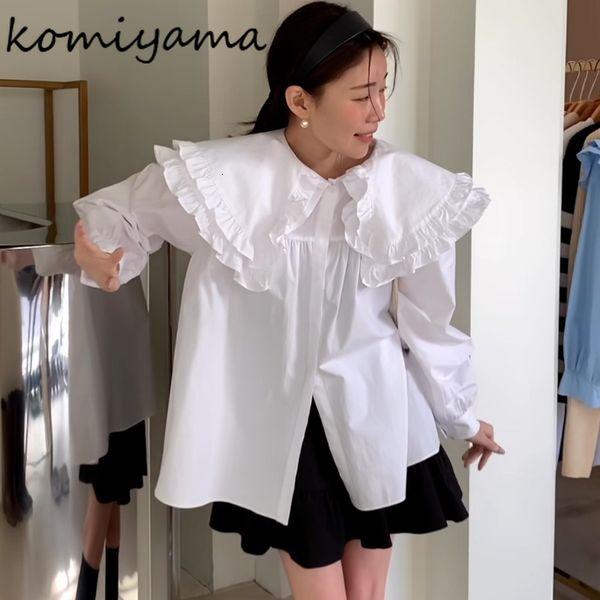 

womens blouses shirts komiyama rungus lager lapel blusas mujer sweet fashion cute long sleleve shirt spring clothes women 230509, White