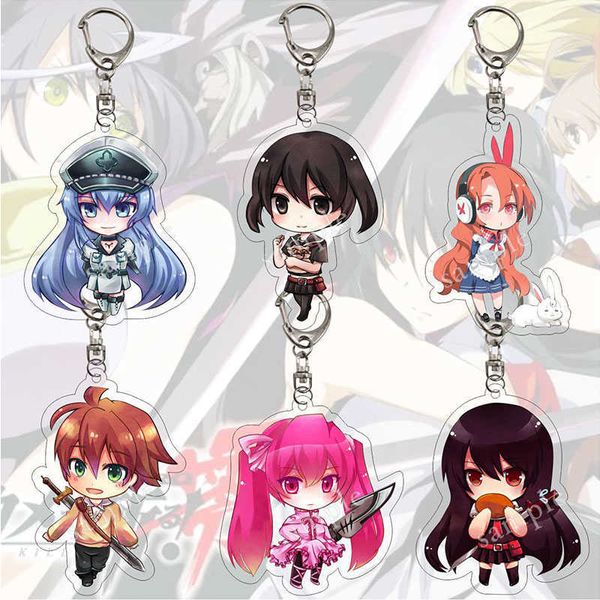 

keychains anime akame ga kill keychain kawaii tatsumi akame esdeath brelok cartoon figure cosplay acrylicpendantcarkeybagkeyring gift j23042, Silver
