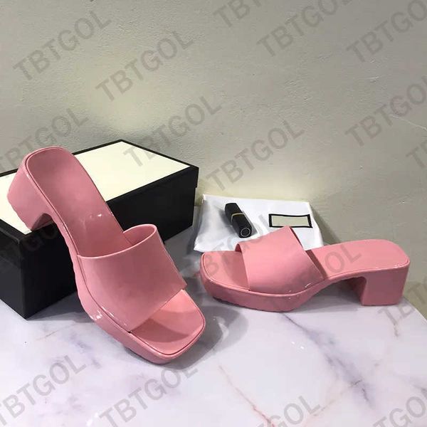 

slides designer women sandals heightening heel height thick slippers candy colorhigh heels fashion flat flip flops classic shoes with box no, Black