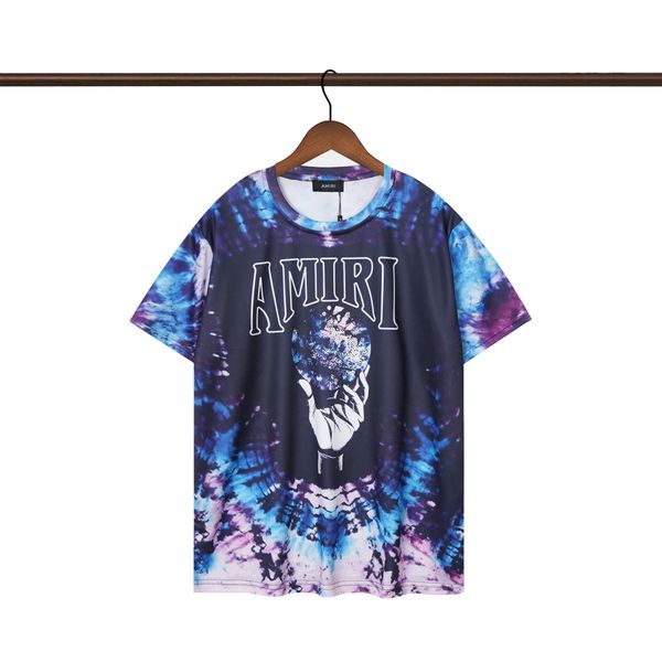 

2023 new style men t shirt designer tshirt couples tees street wear summer am iri letter shirt splash-ink letter print short sleeve starry s, White;black