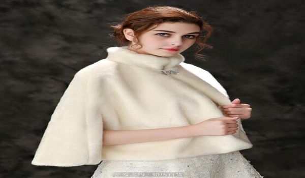 

winter wedding cloaks bridal faux fur wraps warm shawls outerwear black burgundy white korean style women jacket prom evening part3053405