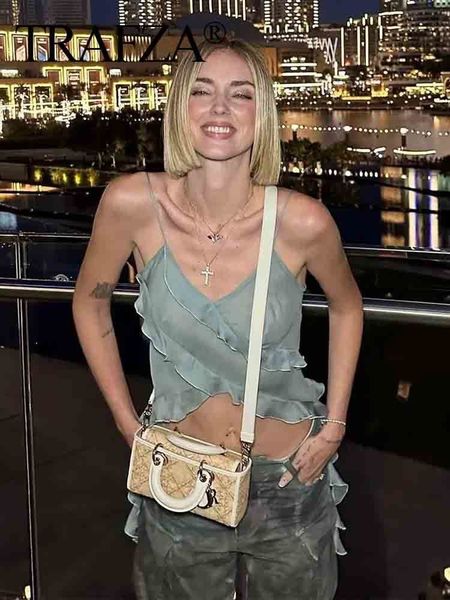 

camisoles tanks trafza 2023 summer women sleeveless camis elegant vacation female vest backless off shoulder cropped tank 230508, Black;white