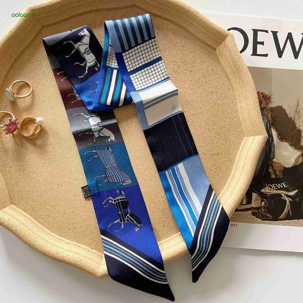 

hemres designer cravat 2023 new twill silk strap versatile thin narrow strip workplace neckband hair band belt tie bag yg1h, Black;purple