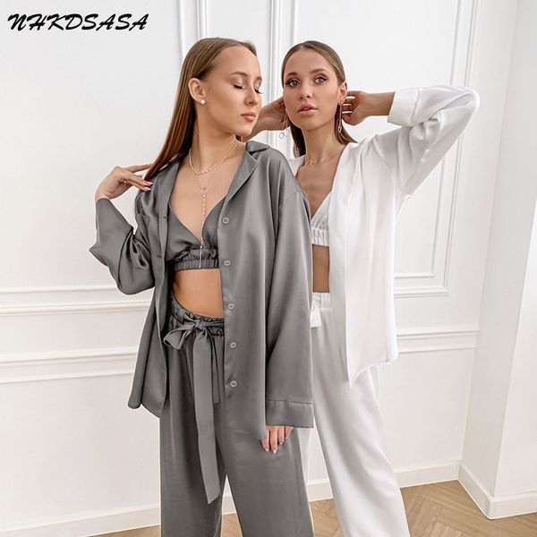 

women's sleepwear robe nightwear single breasted set woman 3 pieces drop sleeves bathrobe satin night dress wedding pajama nightgowns 2, Black;red