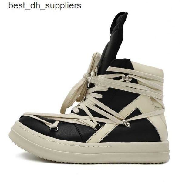 

ro20 fashion high shoes rick men's and women's classic leather inverted triangle five six star owens geometry, Black