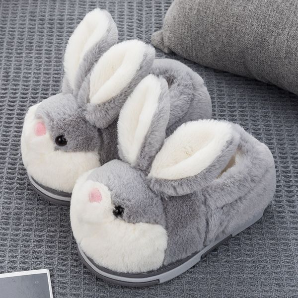 

slipper kids fur slides autumn winter boys indoor non-slip child shoes cute rabbit cotton home slippers baby girls slippers 230509, Black;grey
