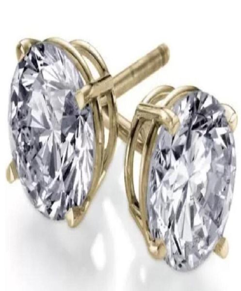 

14k plated gold 060 ct l vvs2 14k yellow round cut diamond stud earrings6161057, Golden;silver