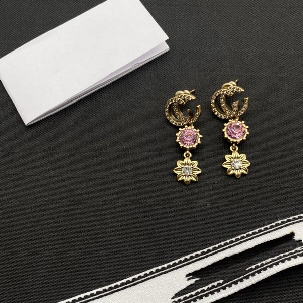 

brand dropped earrings g diamond double letter brass material personalized bee earrings women's wedding party designer jewelry high qua, Silver