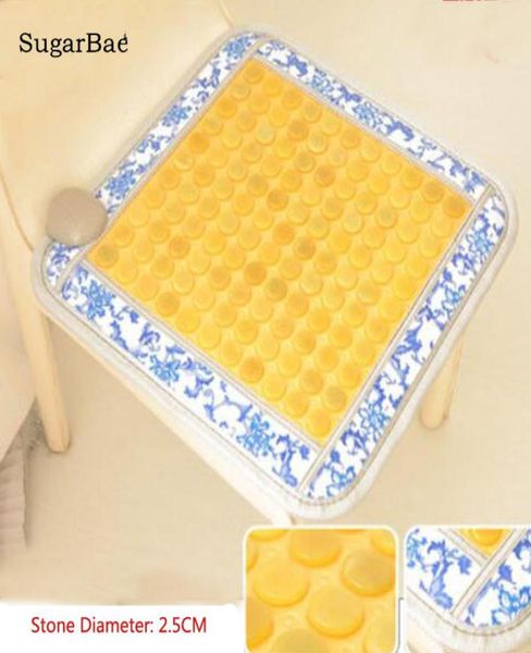 

4545cm natural real jade stone tourmanium heating therapy mat fir health anions ceratonic mattress gift for parents4409423