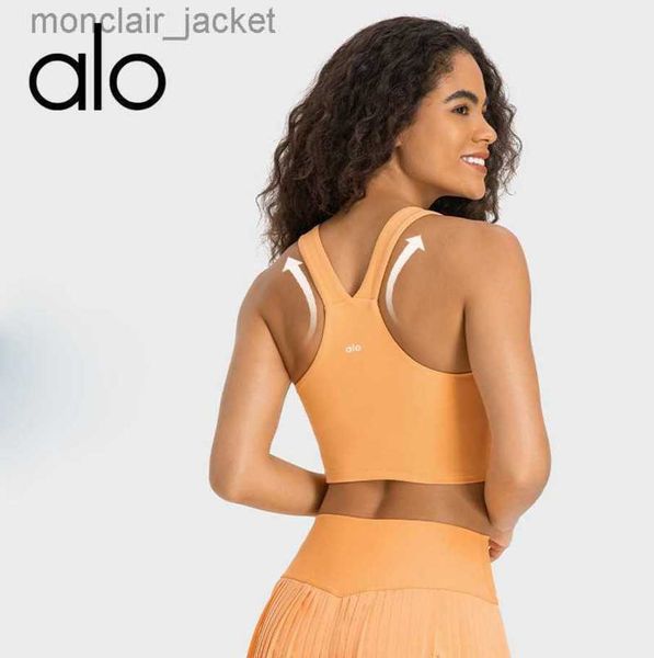 

desginer alo yoga v-neck sports tank women's wide shoulder strap shockproof fitness tank 23ssa, White
