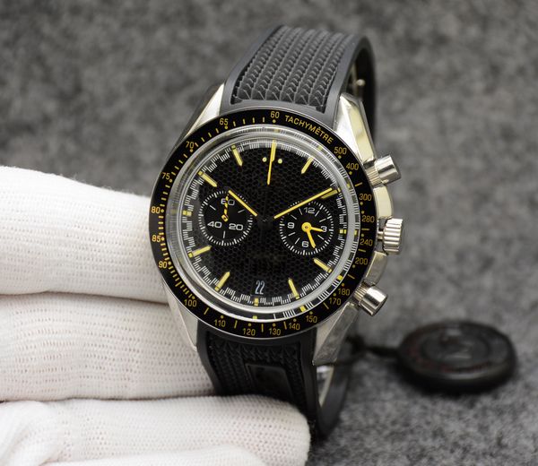 

quality new superracing ball black dial quartz chronograph vk movement mens date watch men's sports rubber strap wristwatches, Slivery;brown