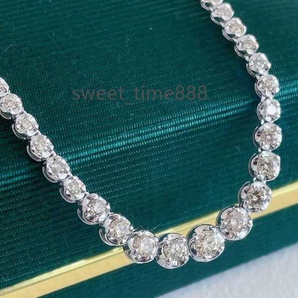 

xinfly 18k gold 3 carats natural diamonds 16.5 inch choker tennis chain necklace, Silver