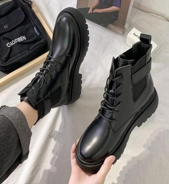 

boots autumn female fashion short boots ladies ankle black women039s platform toe round foot mujer lace yv2r1521768