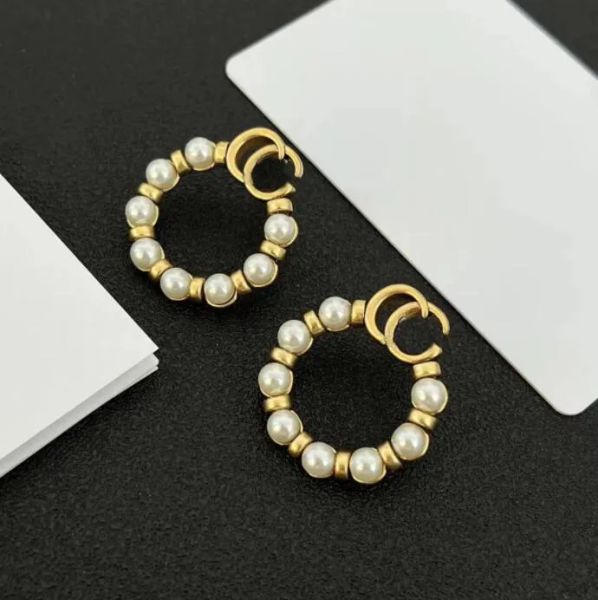 

luxury designer stud alphabet pearl earrings aretes orecchini for women party engagement gift jewelry, Golden;silver