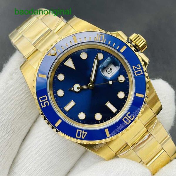 

diving watch no date sub men watches black dial and ceramic bezel twotone oyster bracelet watchs automatic wristwatch 3135 movment handsome, Slivery;golden