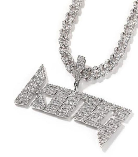 

custom name pendant necklace men women iced out prong setting pendant personalized charms trap rapper cubic zirconia hiphop jewelr8895966, Silver
