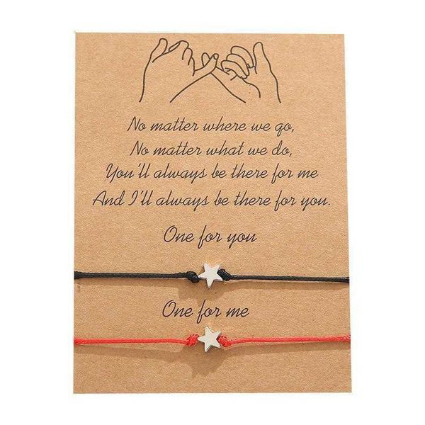 

couple bracelet simple five pointed star wax line woven card hand jewelry, Golden;silver