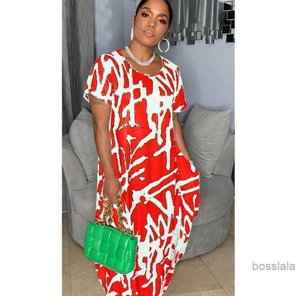 

womens clothing designer dress crew neck short sleeve loose casual print dresses large long skirt, Black