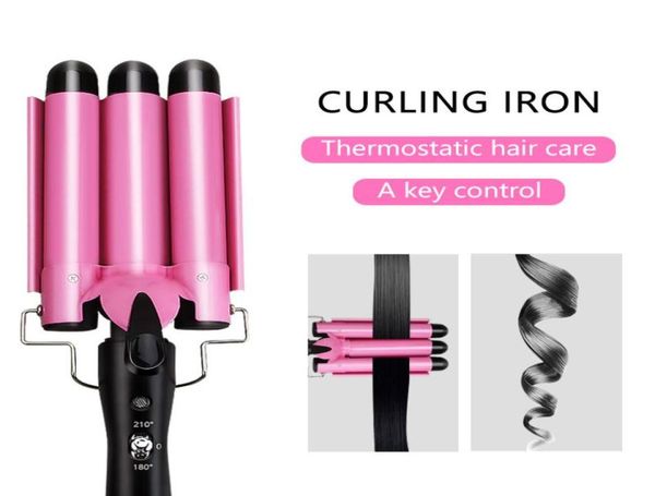 

curling irons hair iron ceramic professional triple barrel curler egg roll styling tools styler wand 2210319474761