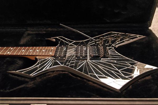 

customization fractured mirror electric guitar diamond inlay, black hardware
