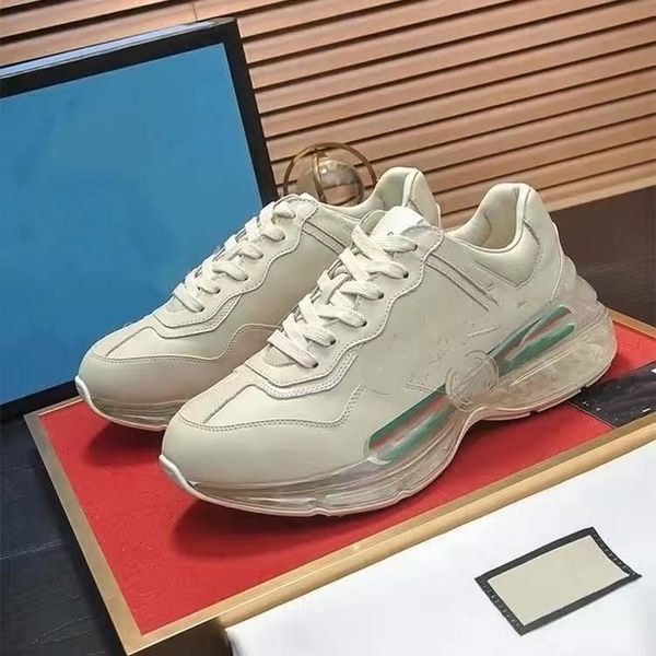 

classic mens women rhyton crystal bottom outdoor sport casual shoes vintage trainers sneakers retro do old walking leather tennis 5-45 06, Black