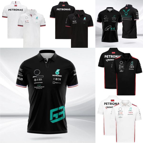 

f1 formula t-shirt summer short-sleeved polo shirt same style customization, Black;brown