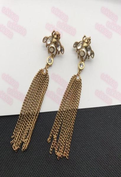 

cute bee pendant studs eardrop titanium sport accessories retro tassel earrings women brand long earring stud8309622
