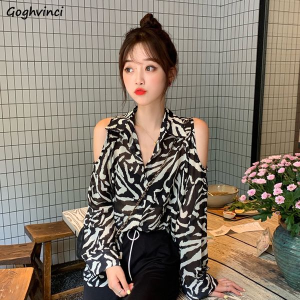 

womens blouses shirts women summer print chiffon bare shoulder chic korean style thin sunproof stylish breathable ins 230509, White