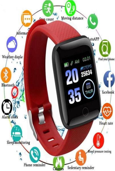 

smart bracelets 116 plus d13 smart watch bluetooth heart rate blood pressure monitor silicone fitness tracker usb charge program5068234